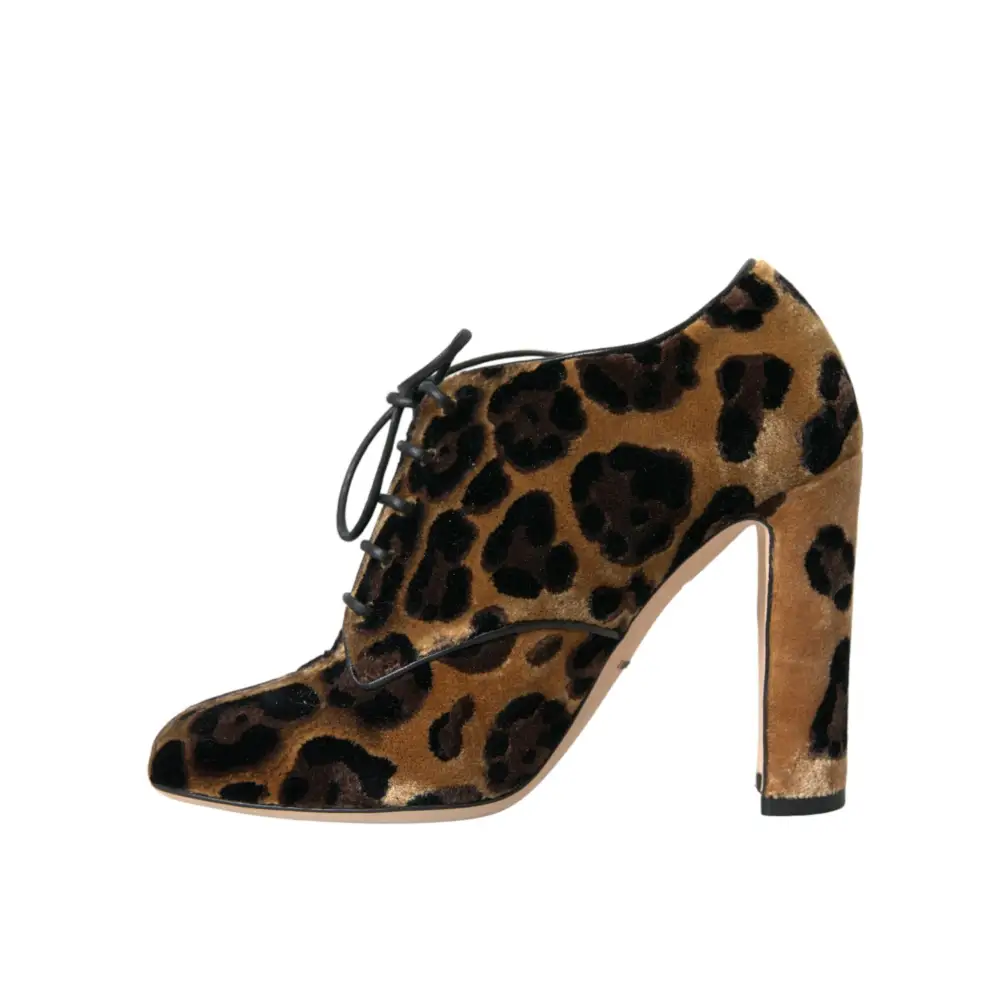 Dolce & Gabbana Braune Leopardenhaar Schnürstiefel Schuhe