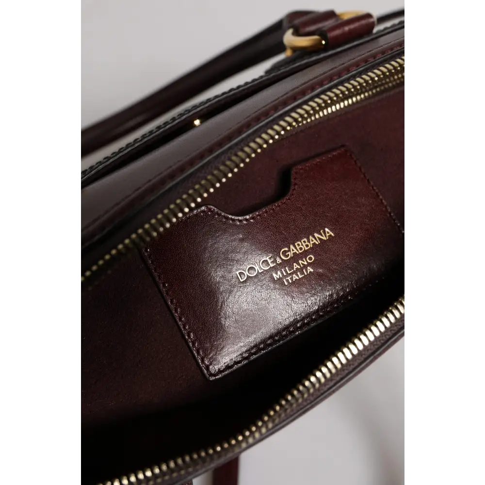 Dolce & Gabbana Braune Leopardenleder-Schulterriemen-Duffle-Tasche