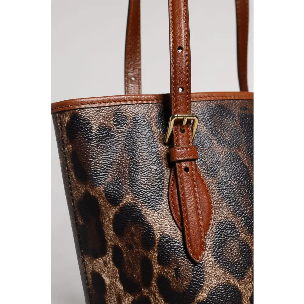 Dolce & Gabbana Braune Leopardenleder-Schulterriemen-Tasche