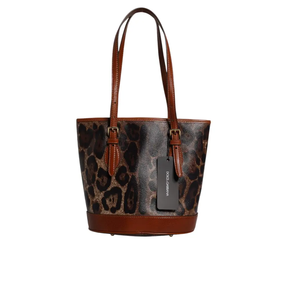Dolce & Gabbana Braune Leopardenleder-Schulterriemen-Tasche