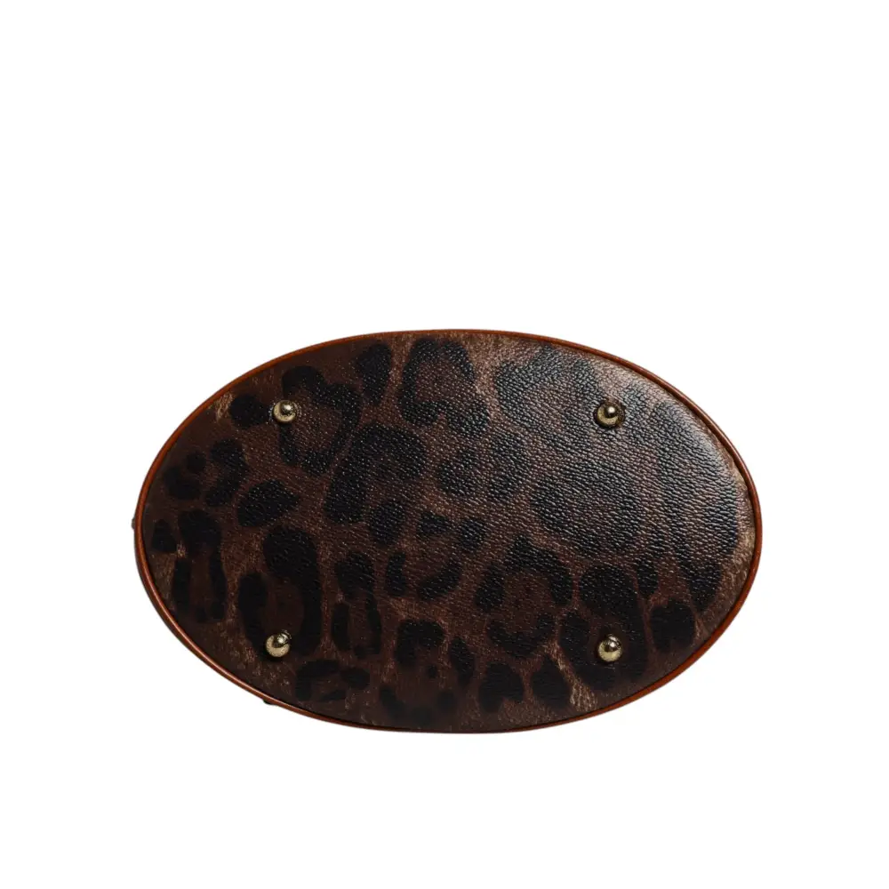 Dolce & Gabbana Braune Leopardenleder-Schulterriemen-Tasche