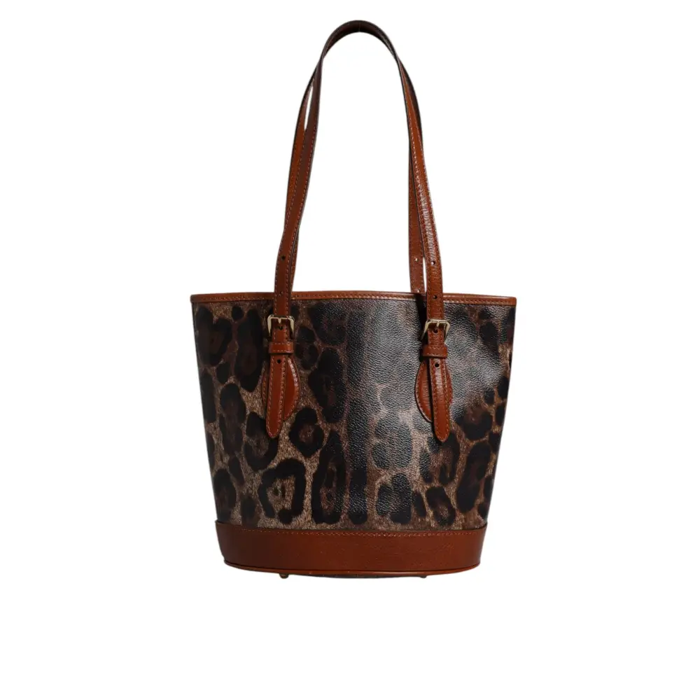 Dolce & Gabbana Braune Leopardenleder-Schulterriemen-Tasche