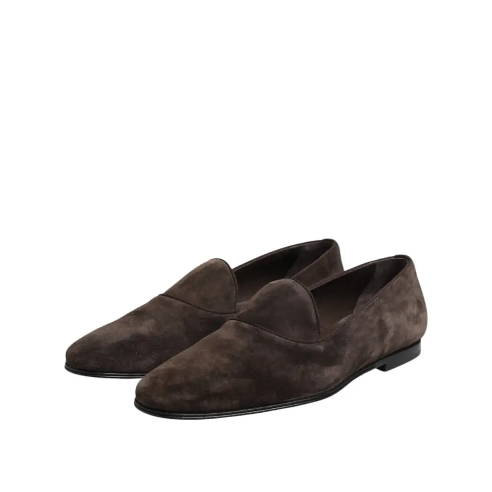 Dolce & Gabbana Braune Samtleder Slipper Schuhe - EU40/US7