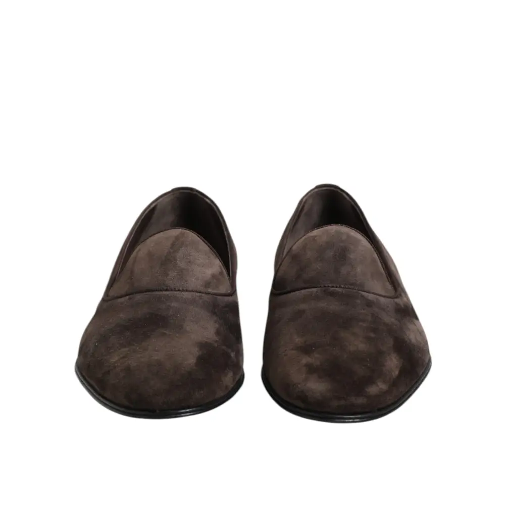 Dolce & Gabbana Braune Samtleder Slipper Schuhe - EU40/US7