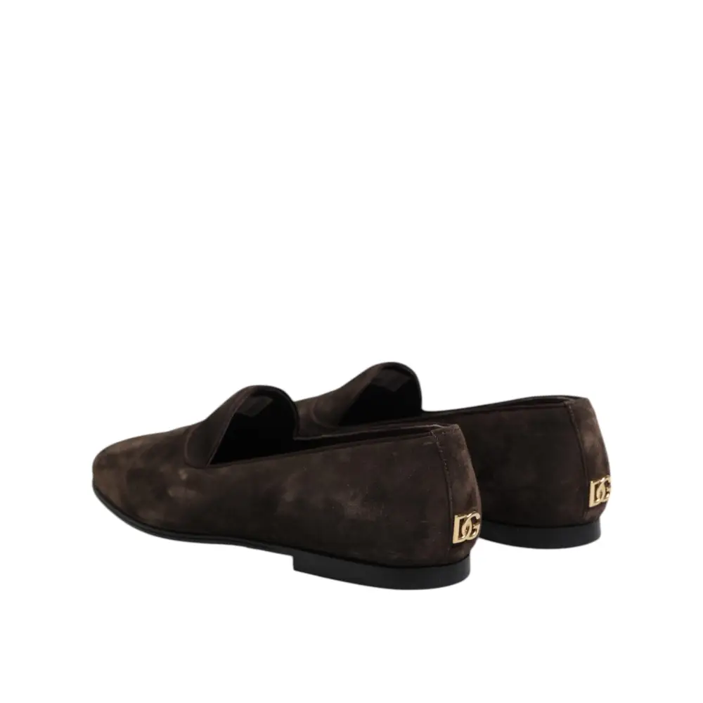 Dolce & Gabbana Braune Samtleder Slipper Schuhe - EU40/US7