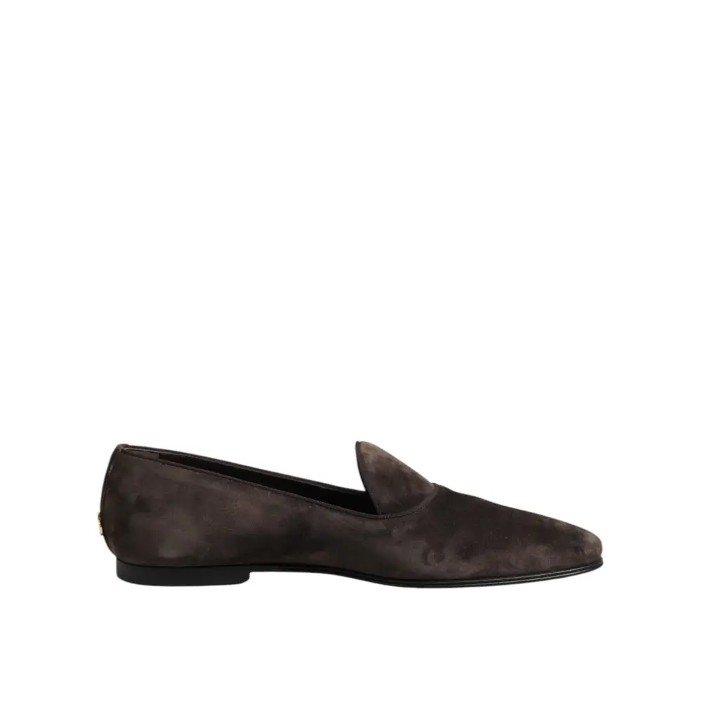 Dolce & Gabbana Braune Samtleder Slipper Schuhe - EU40/US7