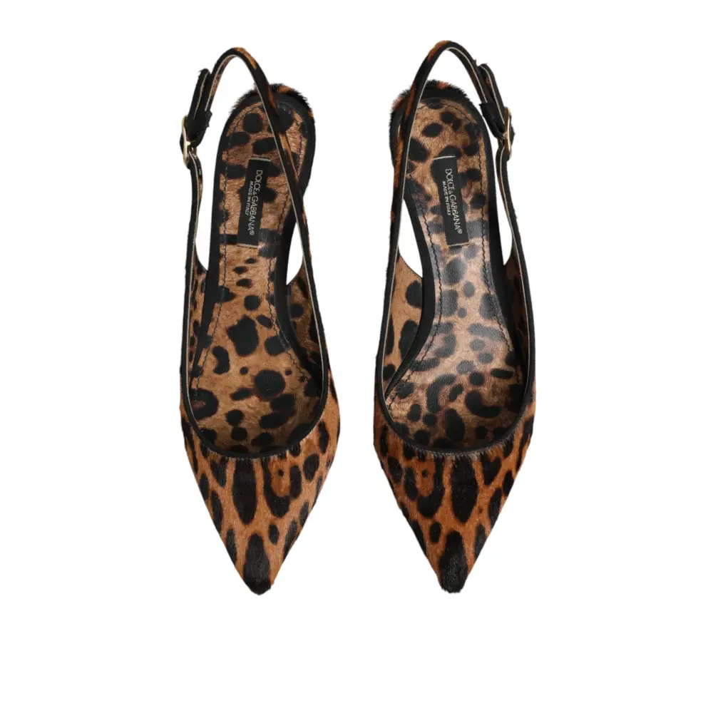 Dolce & Gabbana Braune Slingback-Schuhe aus Leoparden-Kalbsfell - EU36.5/US6