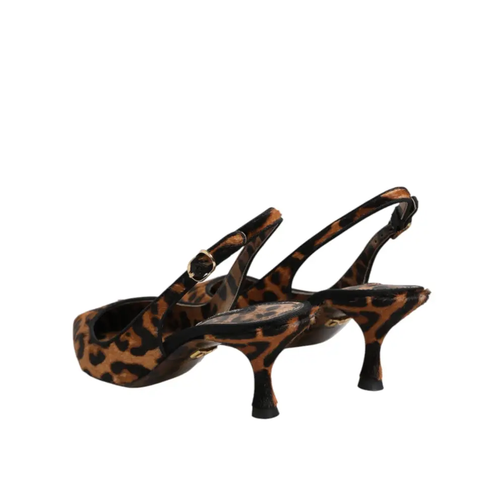 Dolce & Gabbana Braune Slingback-Schuhe aus Leoparden-Kalbsfell - EU36.5/US6