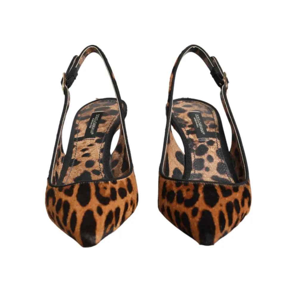 Dolce & Gabbana Braune Slingback-Schuhe aus Leoparden-Kalbsfell - EU36.5/US6