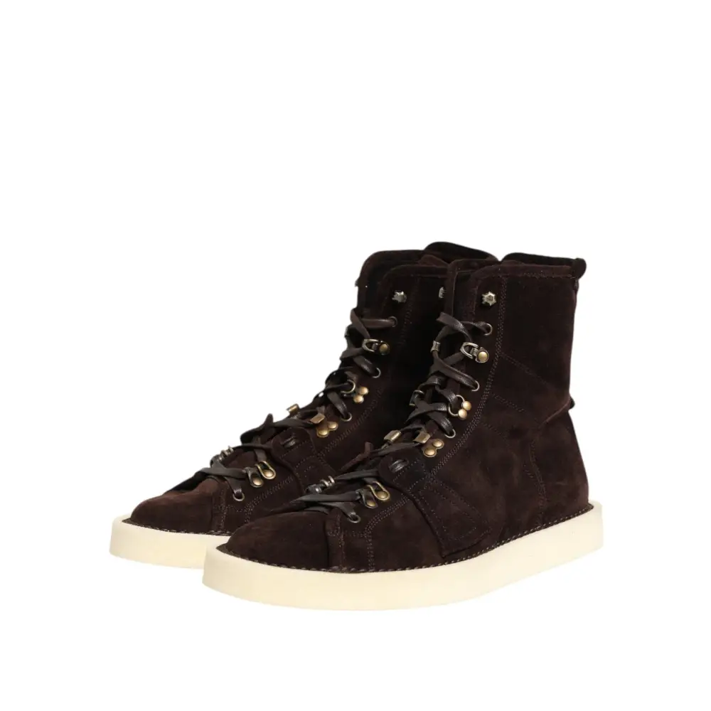 Dolce & Gabbana Braune Wildleder Schnürstiefel kurze Schuhe - EU44/US11