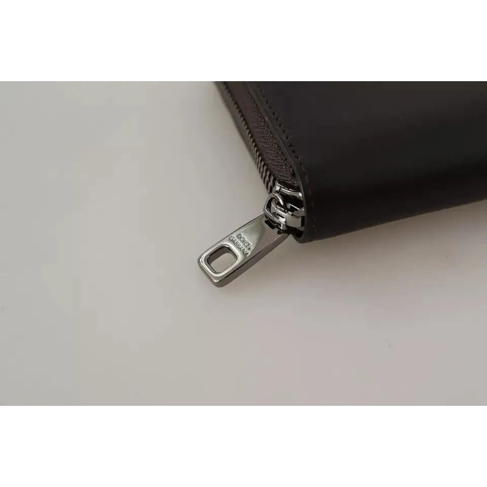 Dolce & Gabbana Braunes Exotenleder Zip Around Continental Clutch Geldbörse