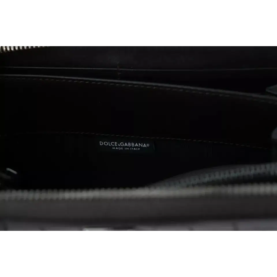 Dolce & Gabbana Braunes Exotenleder Zip Around Continental Clutch Geldbörse