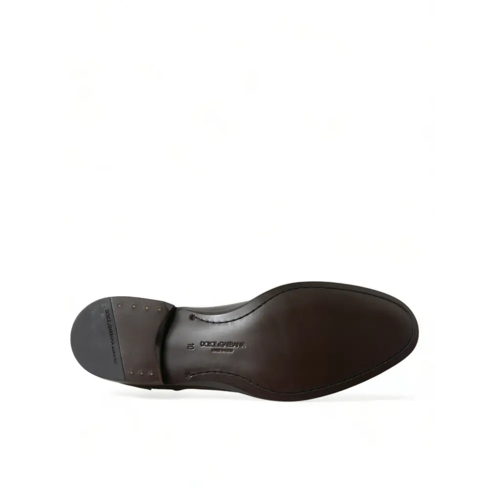 Dolce & Gabbana Braunes Exotisches Leder Formelle Herren Anzugschuhe