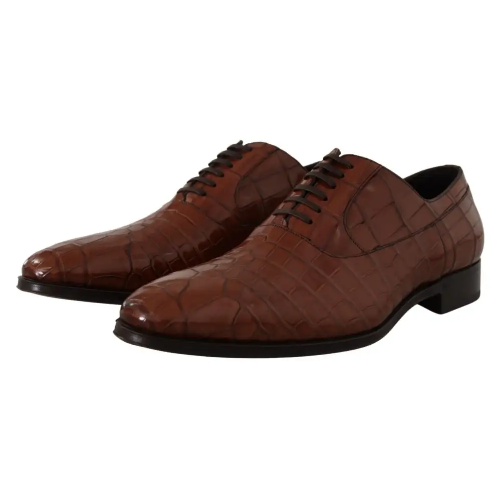 Dolce & Gabbana Braunes Krokodilleder Herren Derby Schuhe - EU44/US11