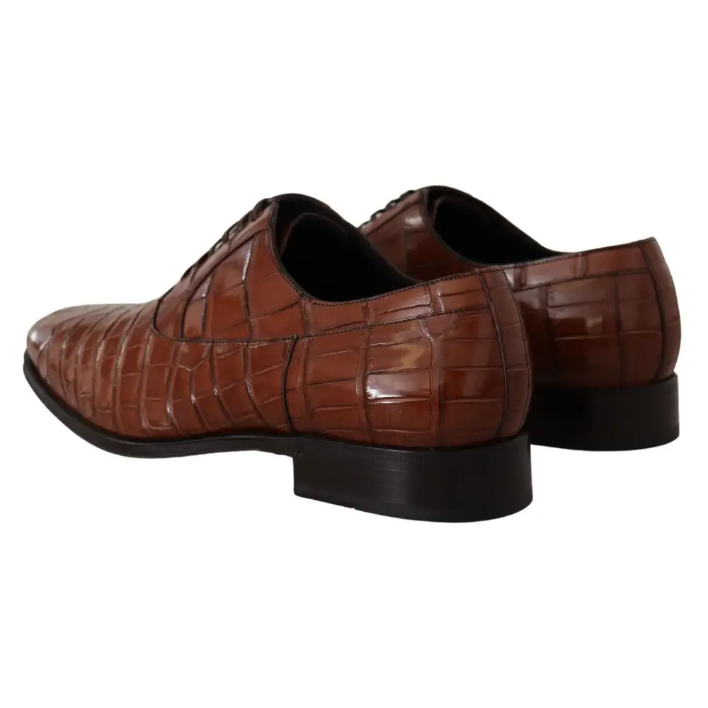 Dolce & Gabbana Braunes Krokodilleder Herren Derby Schuhe - EU44/US11