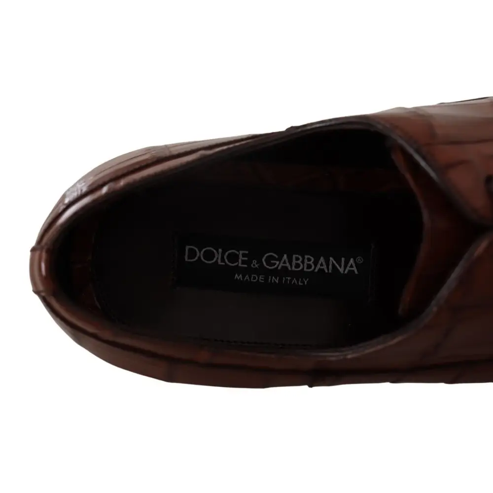 Dolce & Gabbana Braunes Krokodilleder Herren Derby Schuhe - EU44/US11