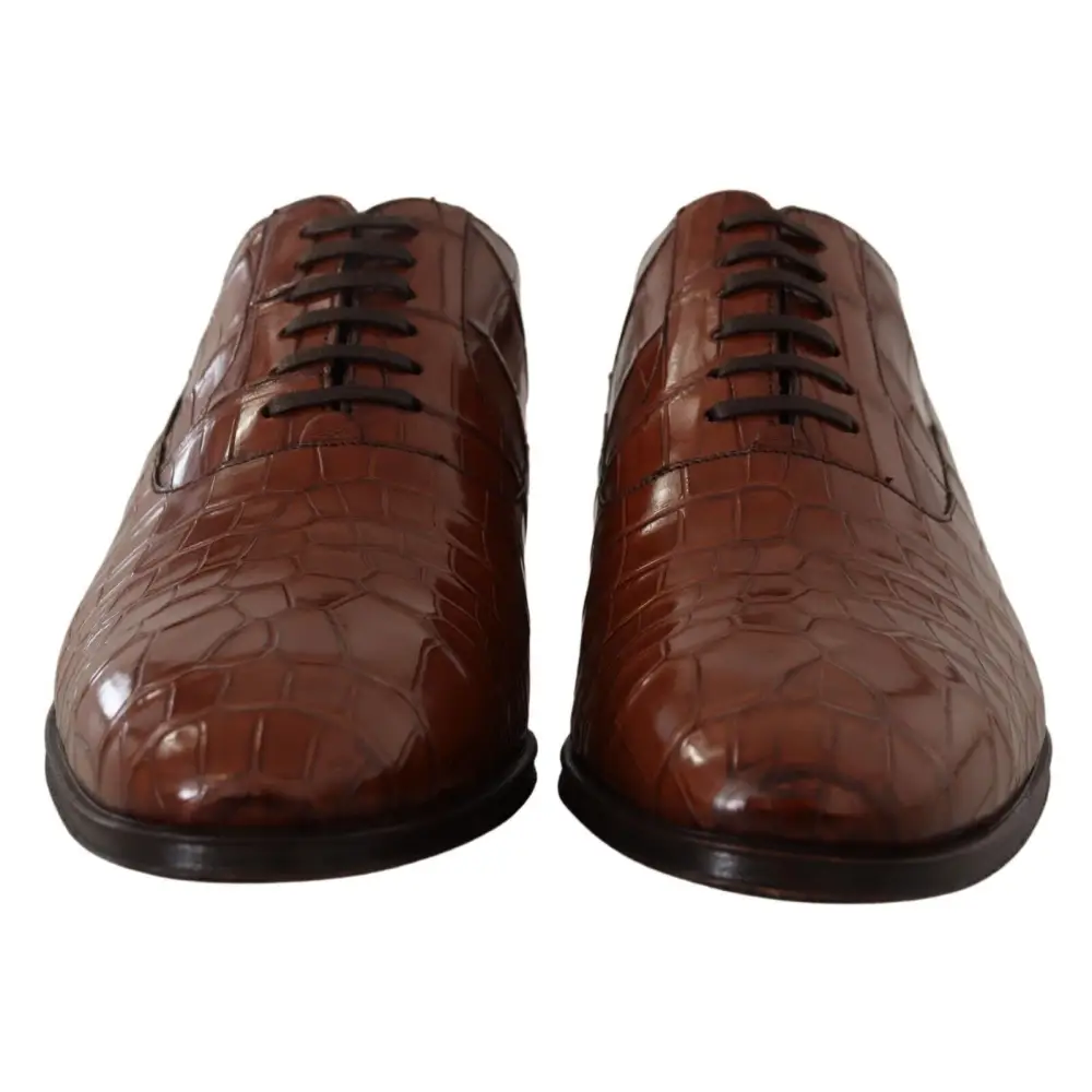 Dolce & Gabbana Braunes Krokodilleder Herren Derby Schuhe - EU44/US11