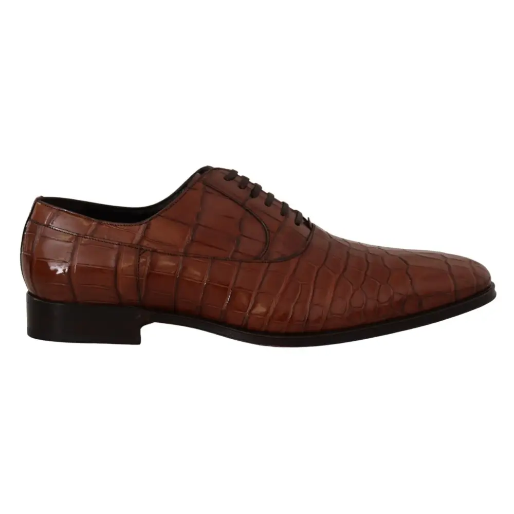 Dolce & Gabbana Braunes Krokodilleder Herren Derby Schuhe - EU44/US11