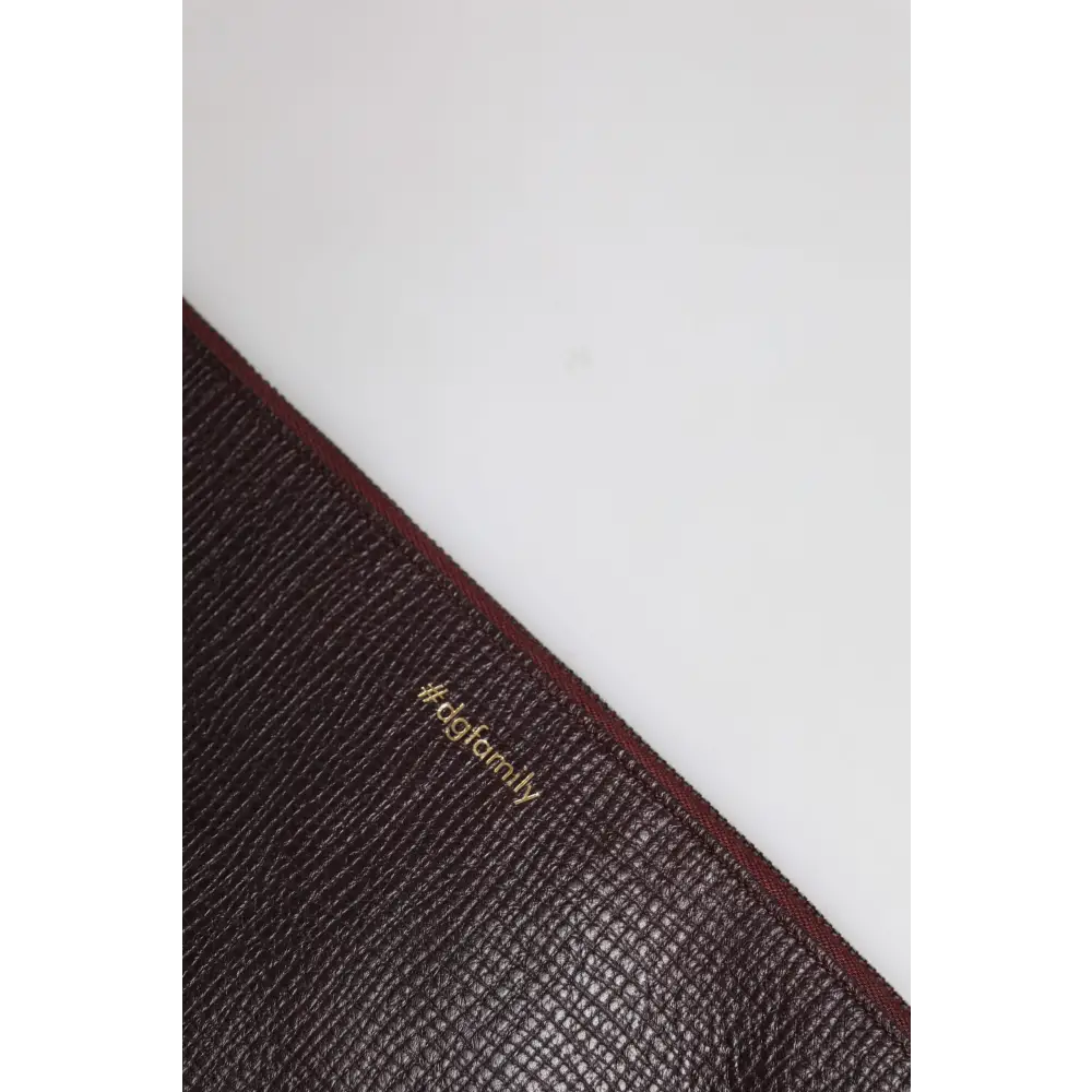 Dolce & Gabbana Braunes Leder #DGFAMILY Verschönerte Herren Clutch Pouch Tasche
