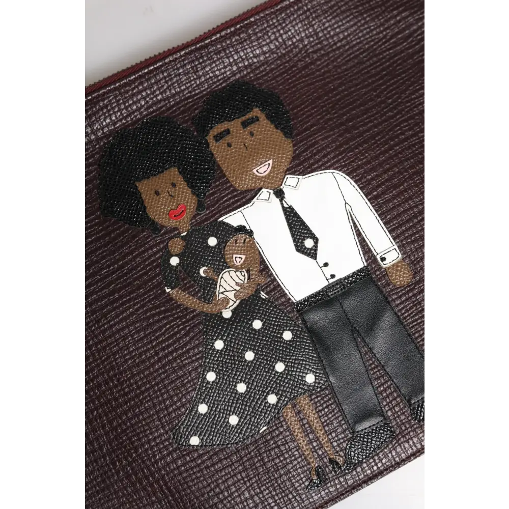 Dolce & Gabbana Braunes Leder #DGFAMILY Verschönerte Herren Clutch Pouch Tasche