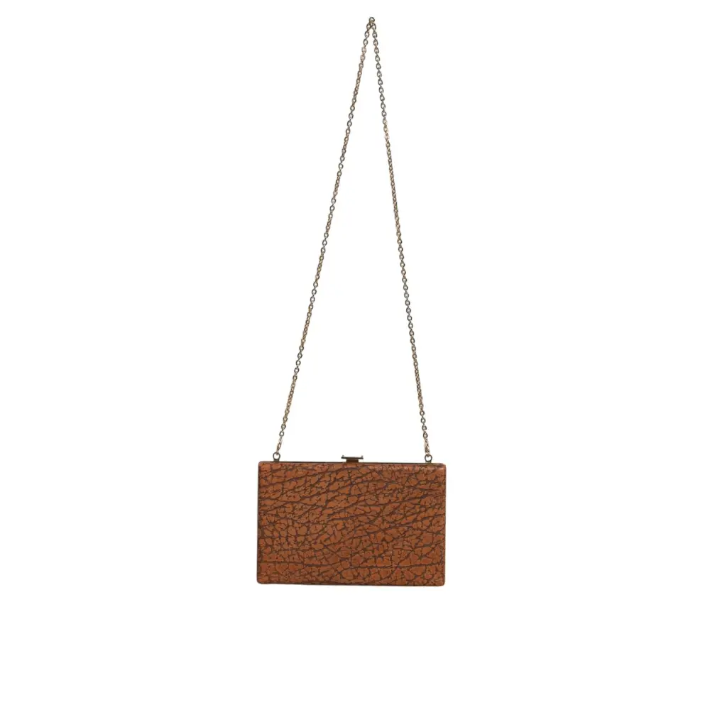 Dolce & Gabbana Braunes Leder Goldrahmen Clutch Mini Crossbody Tasche
