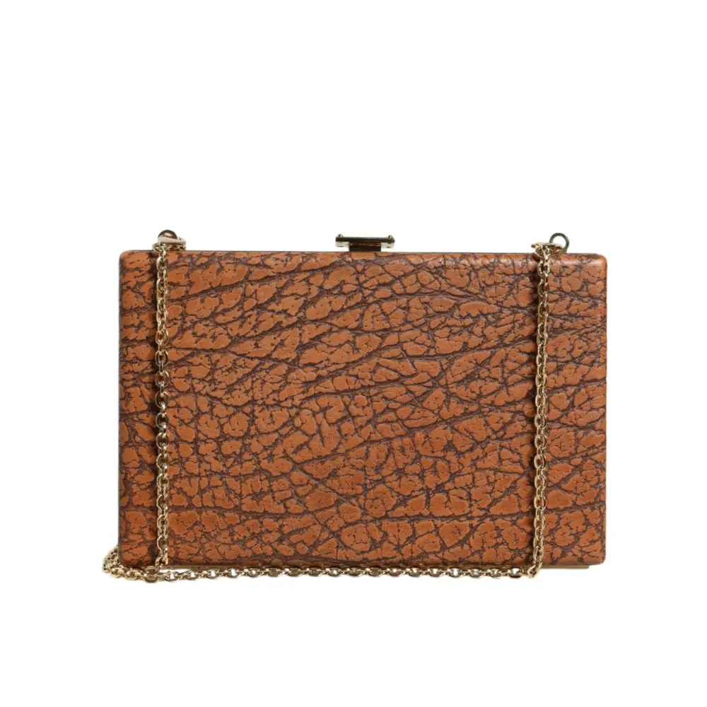Dolce & Gabbana Braunes Leder Goldrahmen Clutch Mini Crossbody Tasche