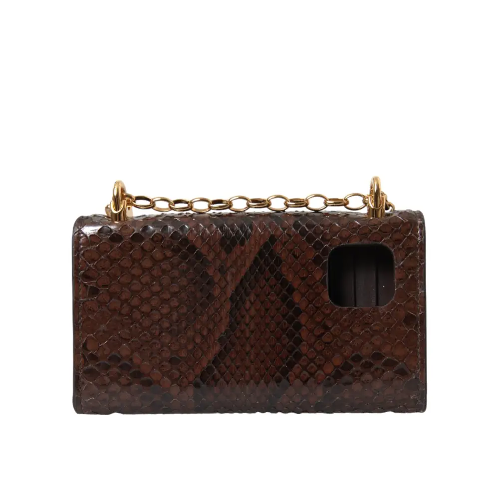 Dolce & Gabbana Braunes Pythonleder DG Girls Crossbody Handytasche