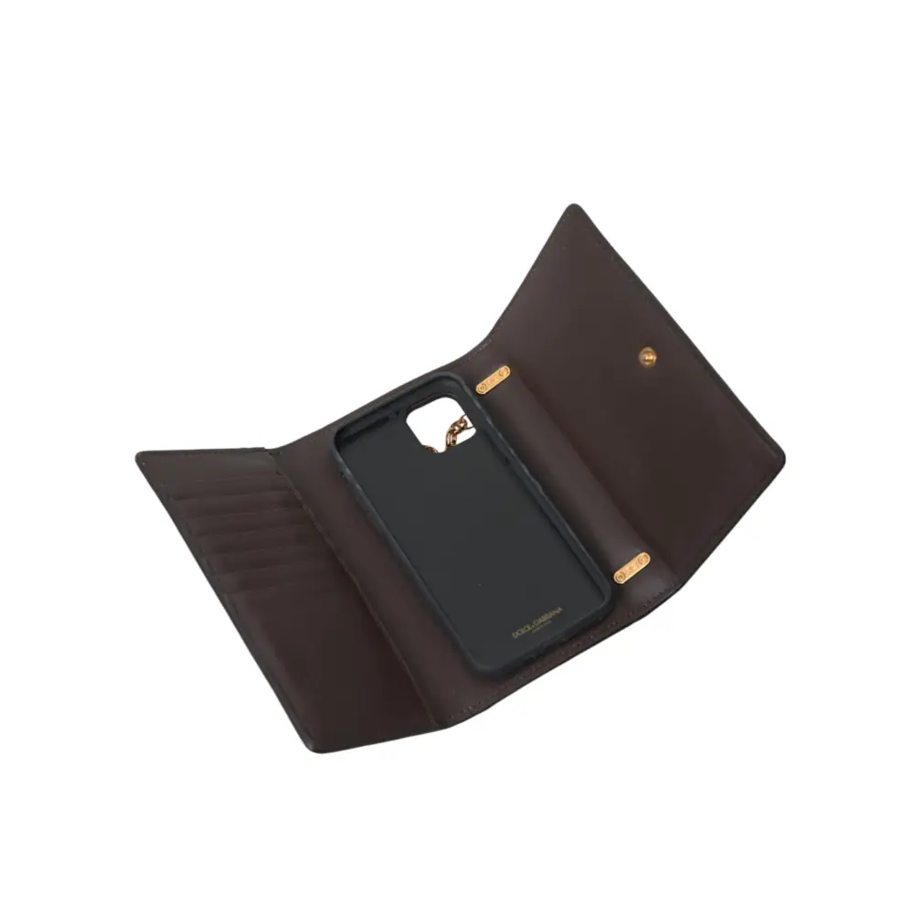 Dolce & Gabbana Braunes Pythonleder DG Girls Crossbody Handytasche