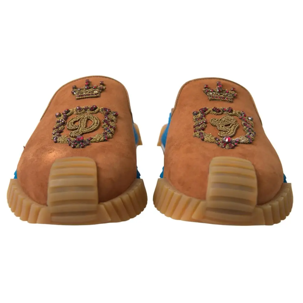 Dolce & Gabbana Braunes Wildleder Crown Logo NS1 Rutschen Sandalen - EU39/US6