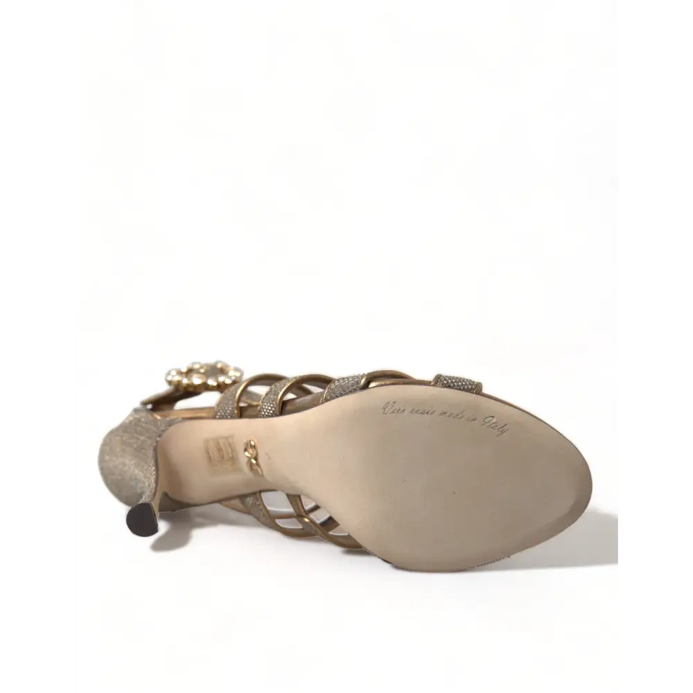 Dolce & Gabbana Bronze Crystal Strap Heels Sandalen Schuhe - EU40/US9.5