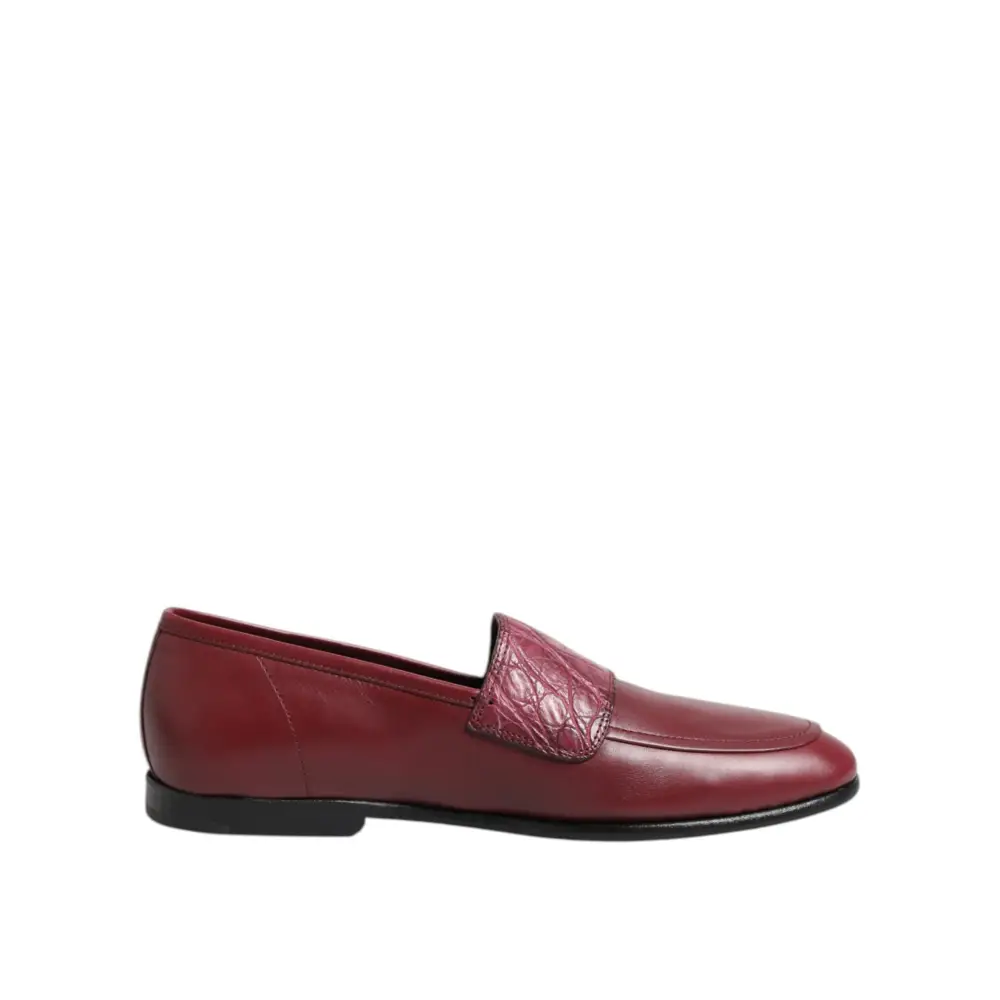Dolce & Gabbana Burgunder Leder Formal Slip On Schuhe