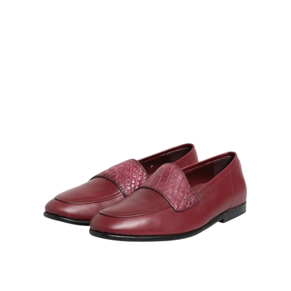 Dolce & Gabbana Burgunder Leder Formal Slip On Schuhe