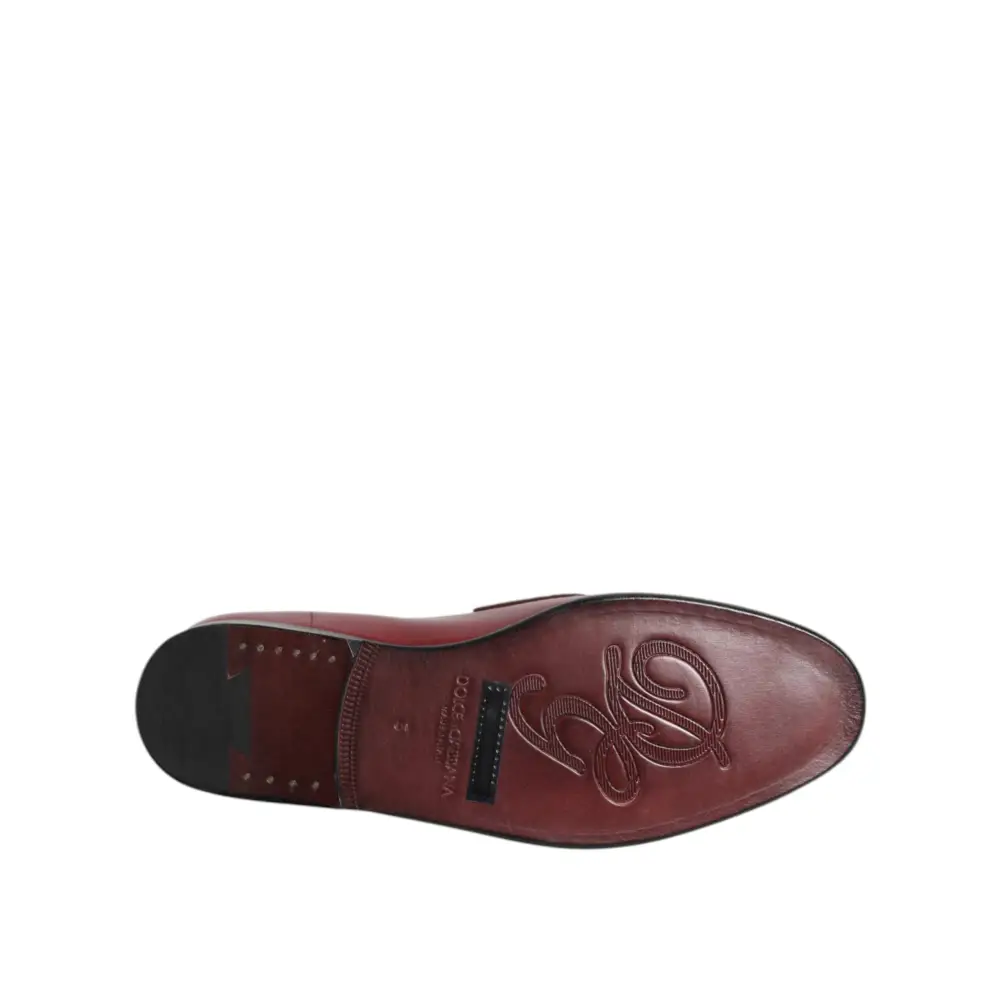 Dolce & Gabbana Burgunder Leder Formal Slip On Schuhe