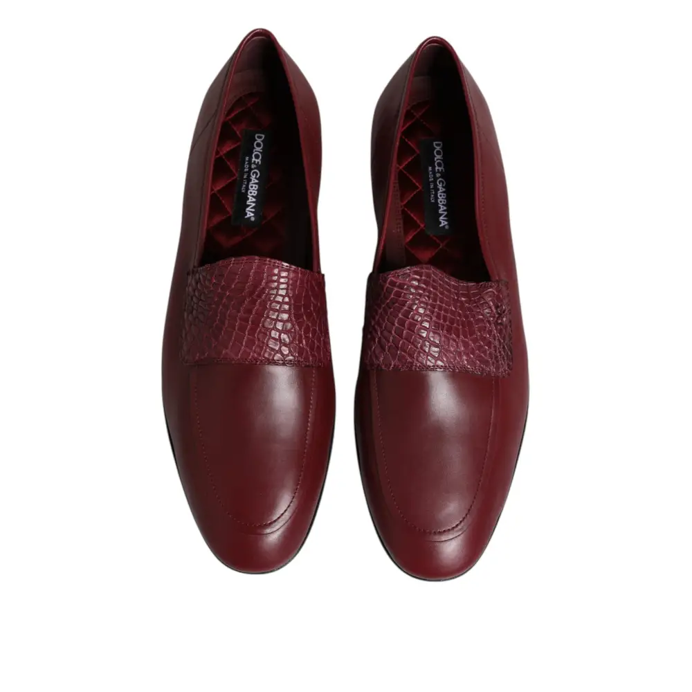 Dolce & Gabbana Burgunderfarbenes Kalbsleder Formelle Slipper