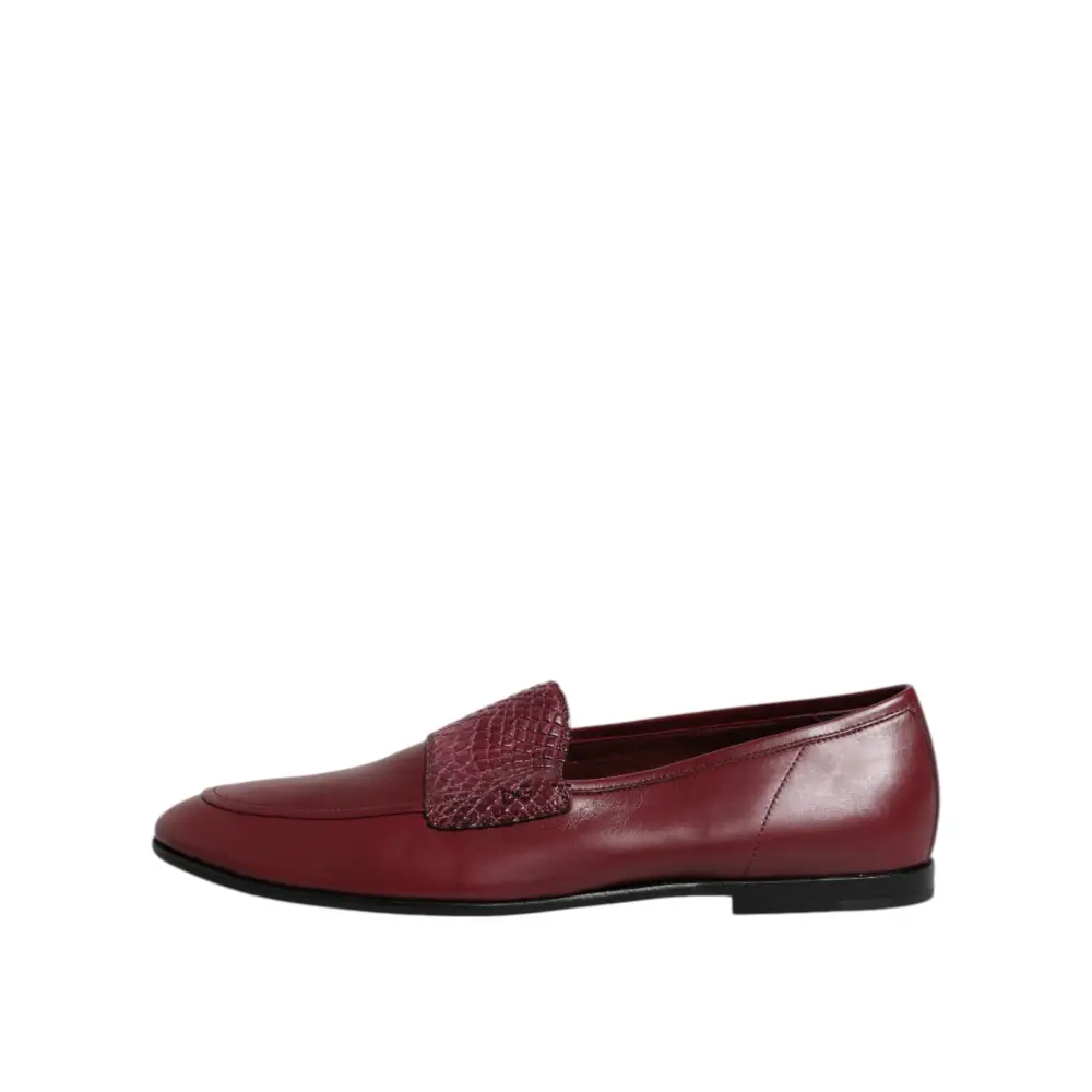 Dolce & Gabbana Burgunderfarbenes Kalbsleder Formelle Slipper