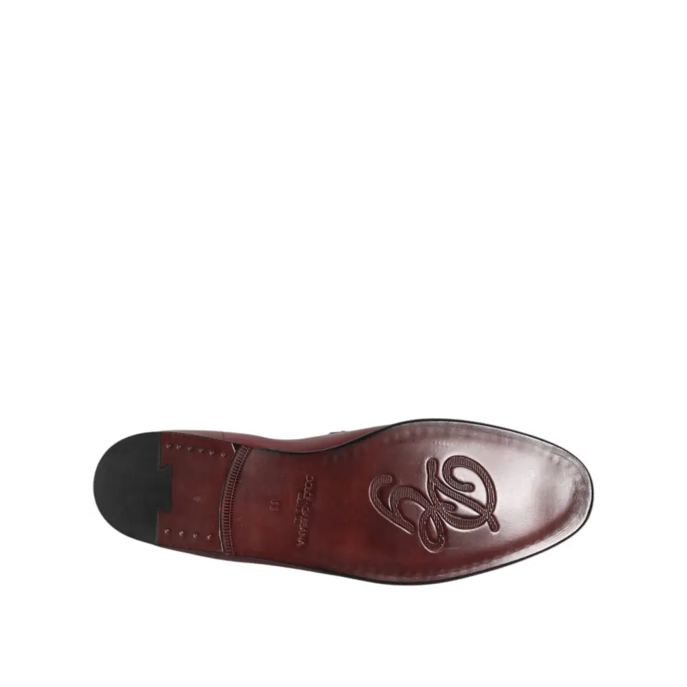 Dolce & Gabbana Burgunderfarbenes Kalbsleder Formelle Slipper