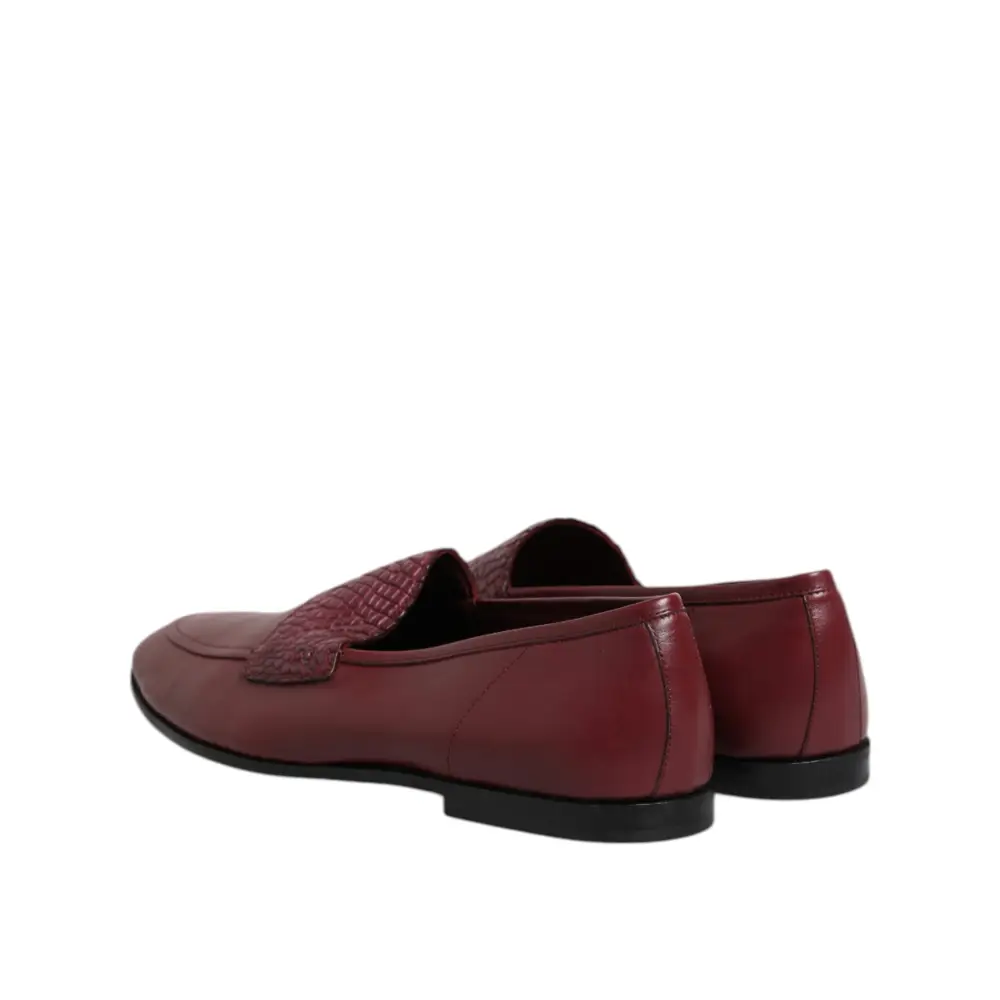 Dolce & Gabbana Burgunderfarbenes Kalbsleder Formelle Slipper