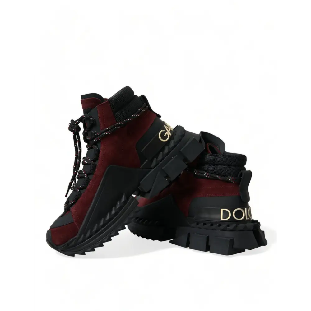 Dolce & Gabbana Burgundy Super King High Top Männer Turnschuhe Schuhe - EU39/US6