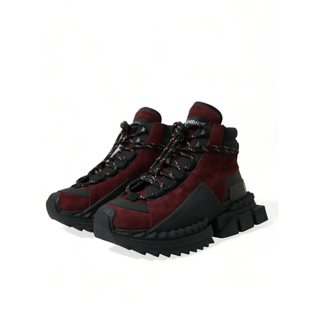 Dolce & Gabbana Burgundy Super King High Top Männer Turnschuhe Schuhe - EU39/US6