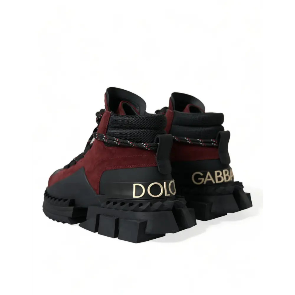 Dolce & Gabbana Burgundy Super King High Top Männer Turnschuhe Schuhe - EU39/US6
