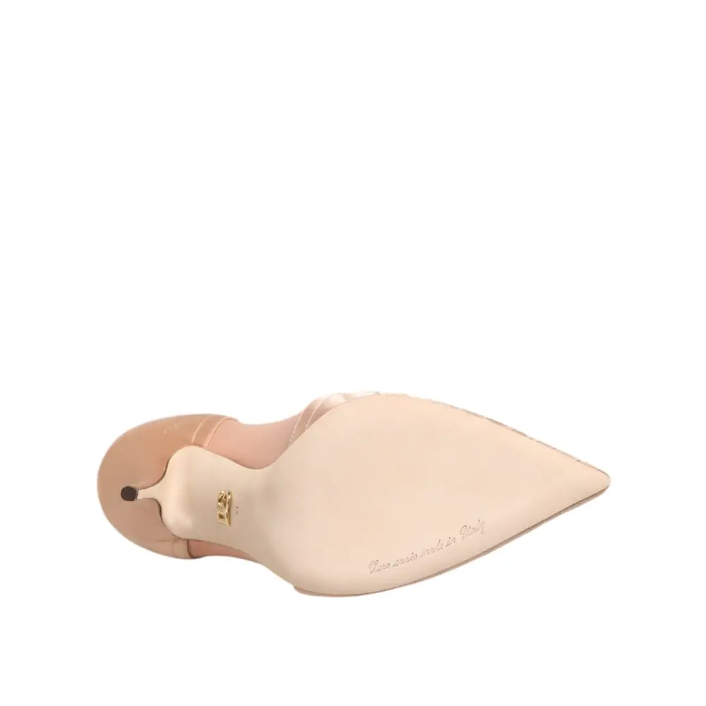 Dolce & Gabbana Cipria Nude Satin Mesh Stiletto Pumps Schuhe
