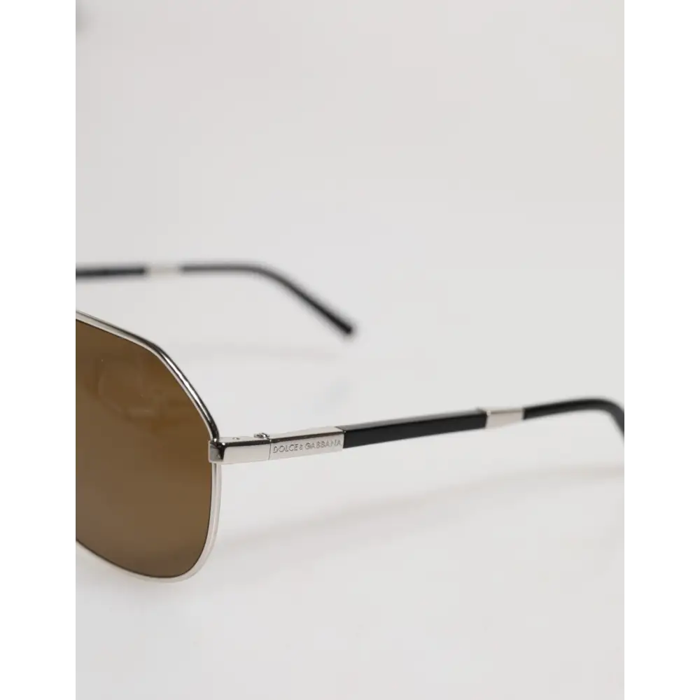 Dolce & Gabbana DG2073 Silberner Stahl Klassischer Pilot Braune Gläser Sonnenbrille