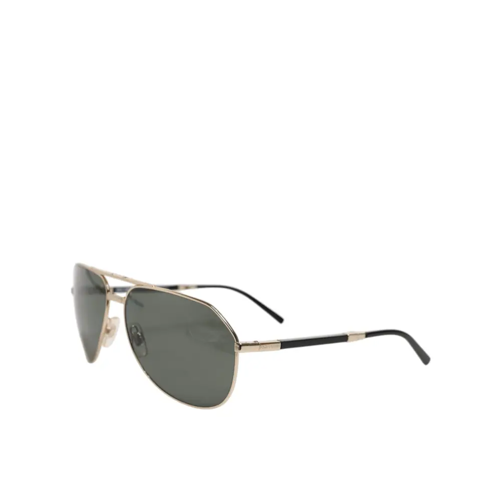 Dolce & Gabbana DG2106K Schwarze Sonnenbrille mit vergoldetem Metallrahmen und polarisierten Gläsern