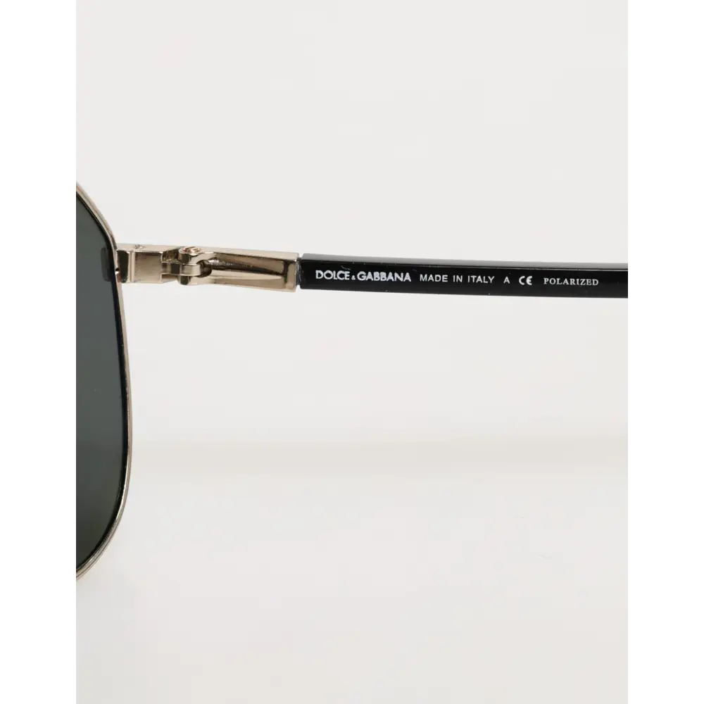 Dolce & Gabbana DG2106K Schwarze Sonnenbrille mit vergoldetem Metallrahmen und polarisierten Gläsern