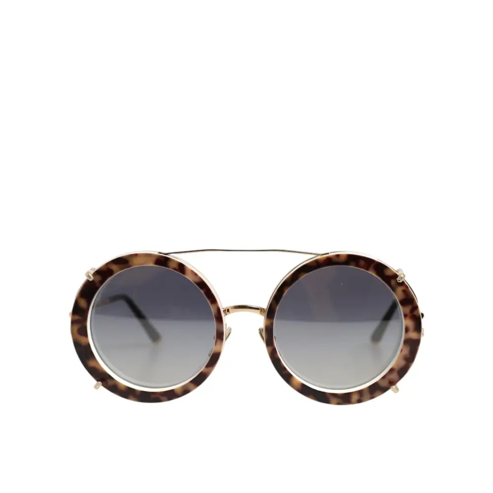 Dolce & Gabbana DG2198 Braune Leopard Print Gradient Runde Sonnenbrille