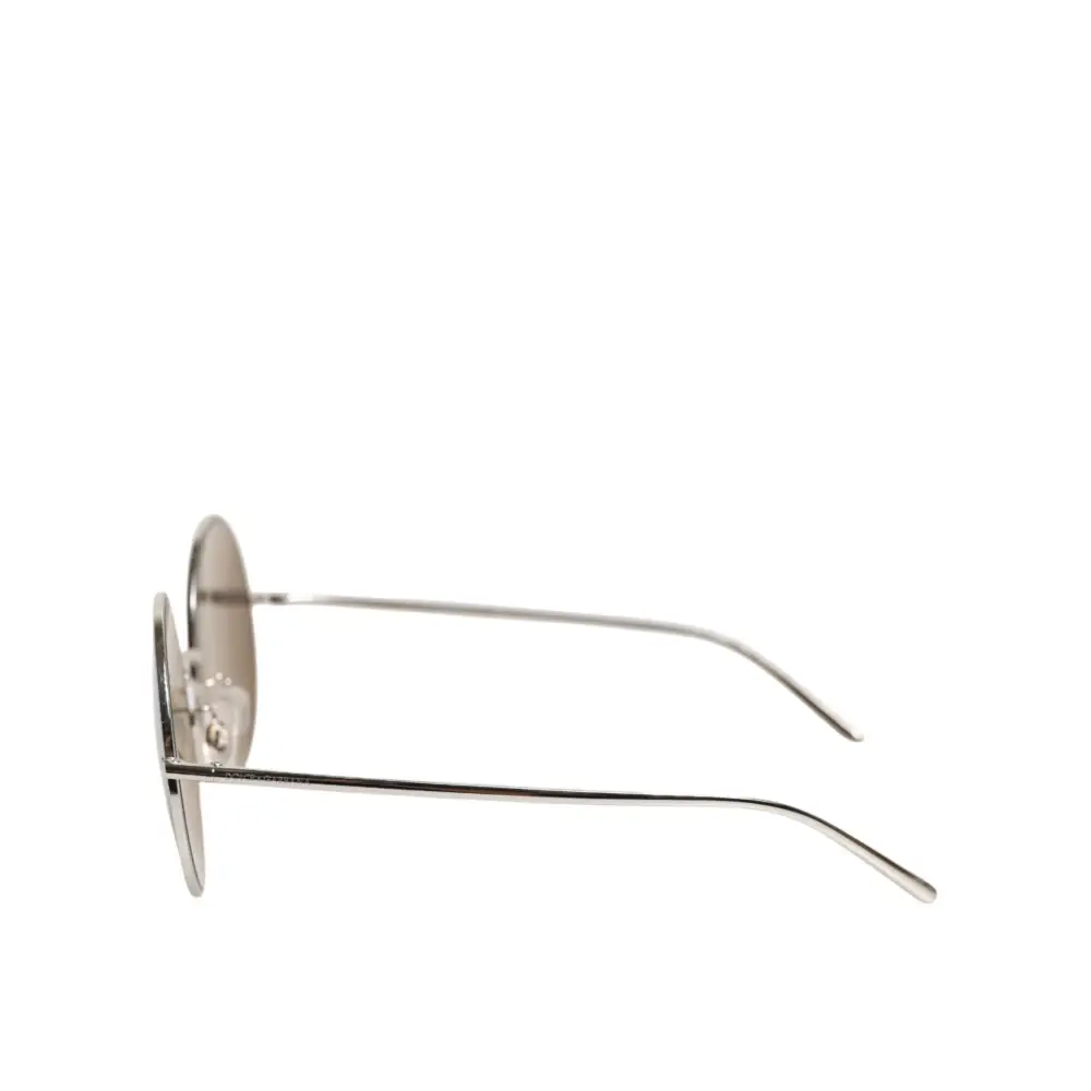 Dolce & Gabbana DG2215K Silberne Metall-Sonnenbrille mit runden Gläsern