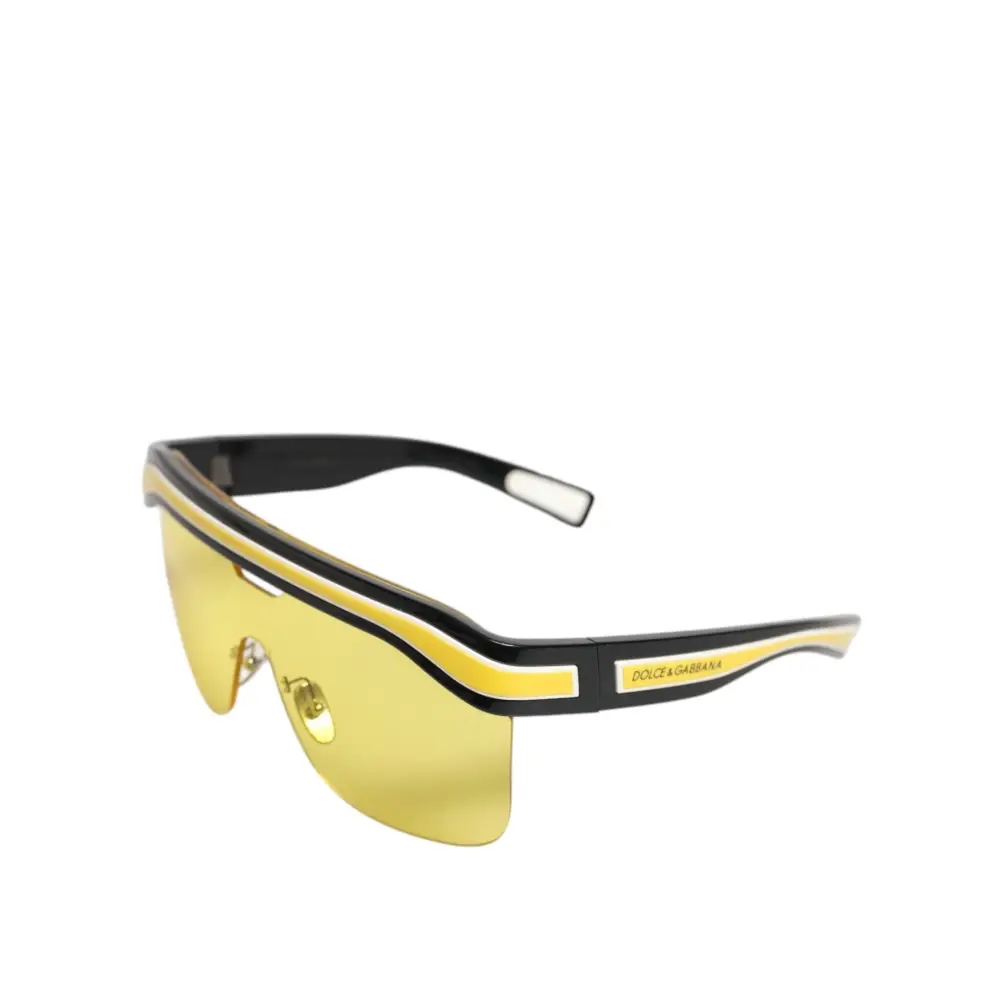 Dolce & Gabbana DG6162 Schild Sonnenbrille Schwarz-Gelb-Weiß Polyamid
