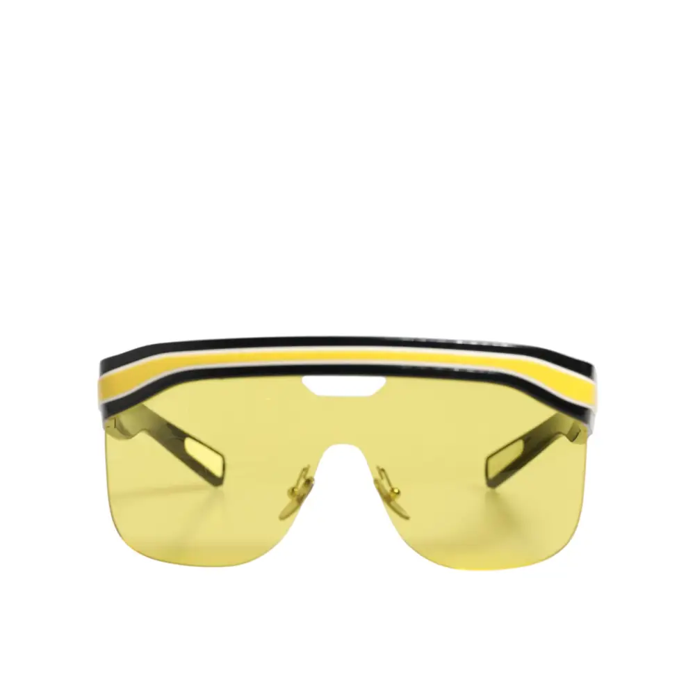 Dolce & Gabbana DG6162 Schild Sonnenbrille Schwarz-Gelb-Weiß Polyamid