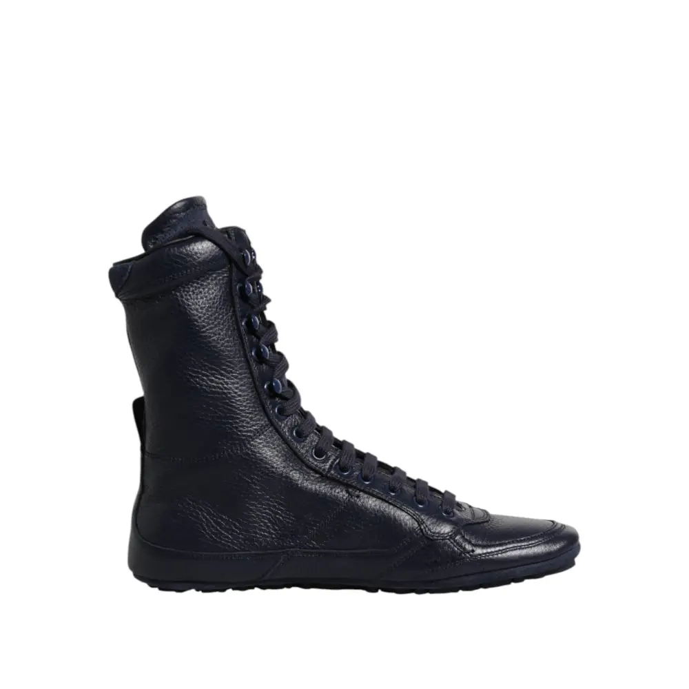 Dolce & Gabbana Dunkelblau Leder KING High Top Sneakers Schuhe - EU40/US7