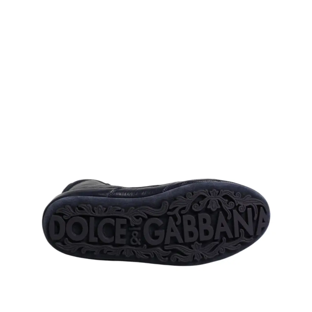 Dolce & Gabbana Dunkelblau Leder KING High Top Sneakers Schuhe - EU40/US7